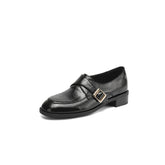 Low Heel Plus Size Buckle Litchi Pattern Shoes